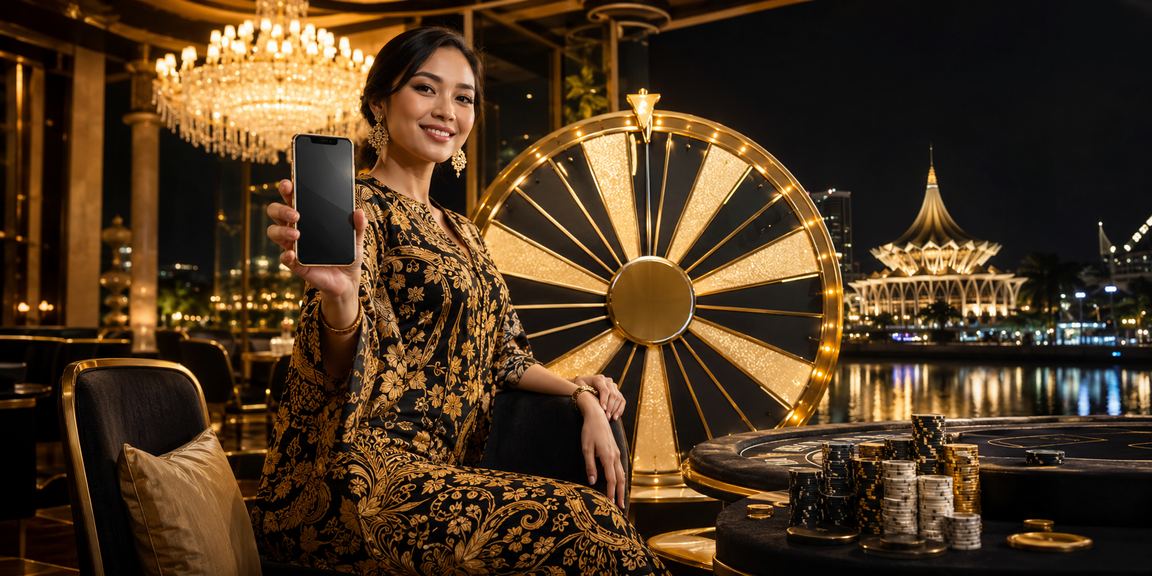 Antara muka cabutan bertuah dalam talian dengan motif batik di Kuching