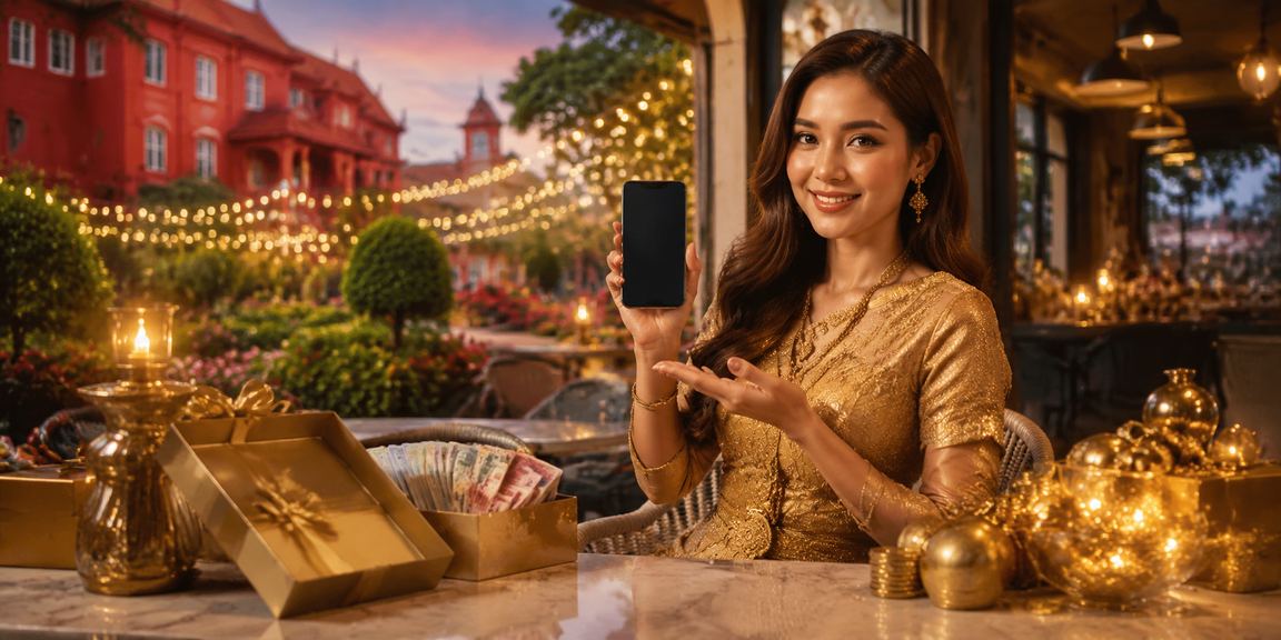 Pengguna wanita Malaysia menggunakan platform 7reels melalui telefon pintar di Melaka